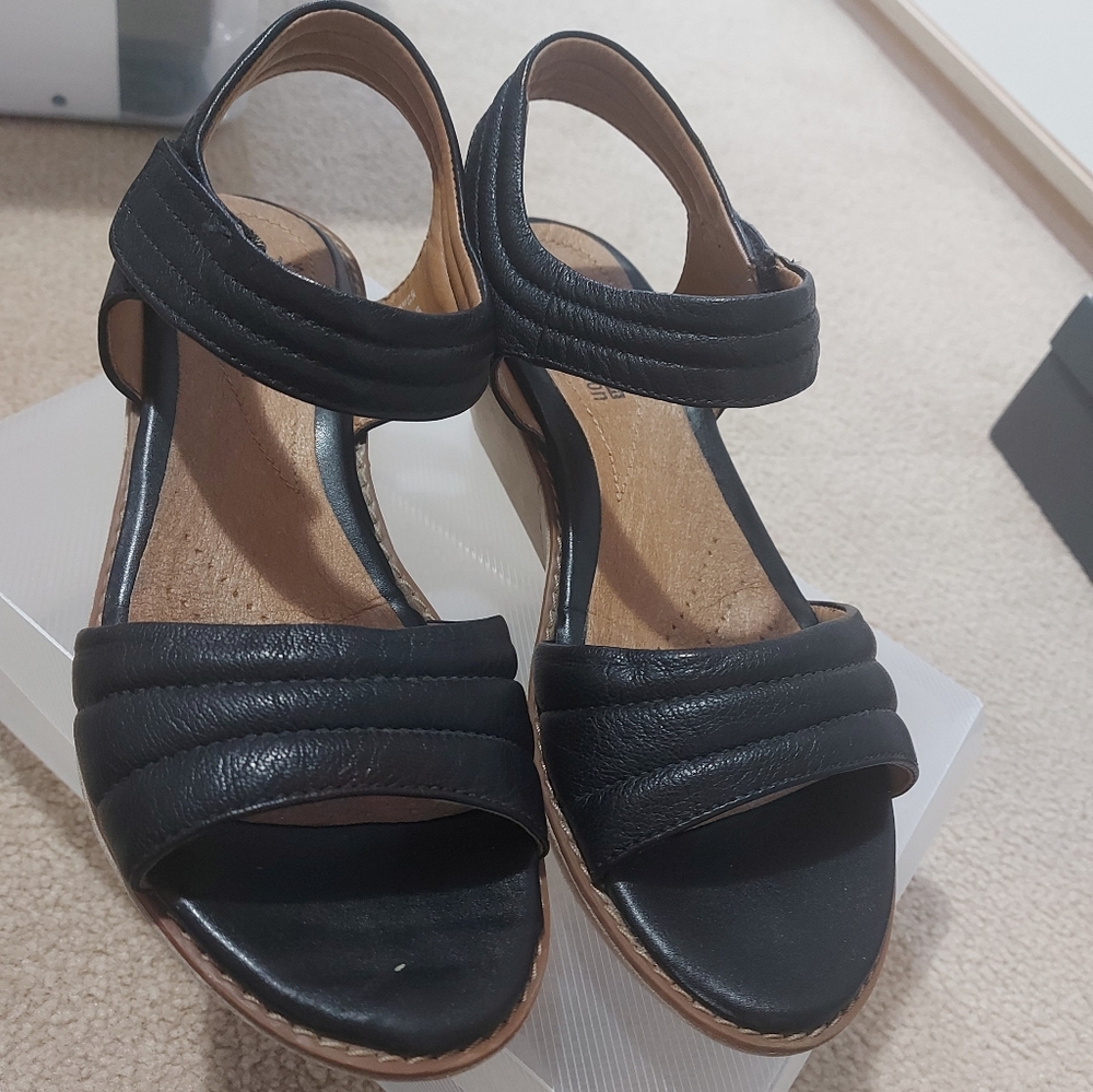 Black Leather Women's Sandals